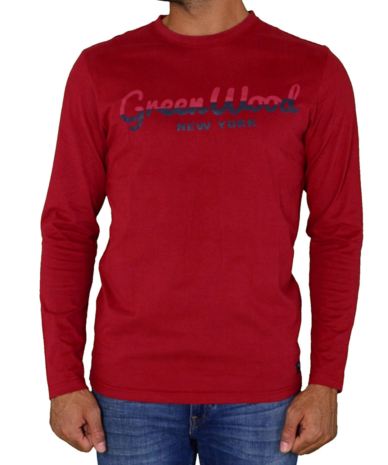 Ανδρική μακρυμάνικη μπλούζα με τύπωμα κόκκινη 02D902772Q